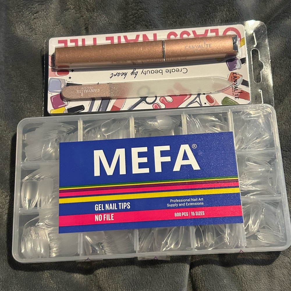 Gel Nail Tips Set with Gold Nail File